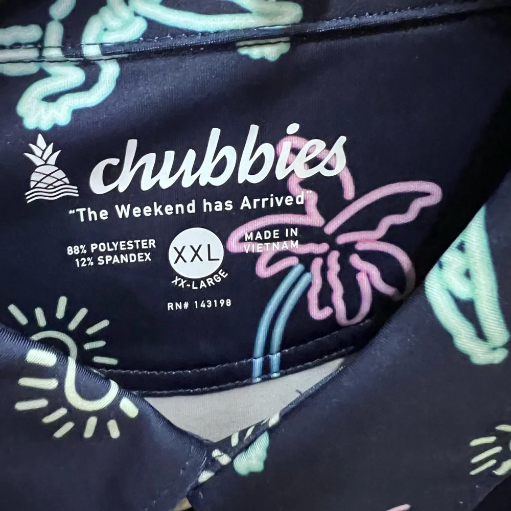 New With Tags $60 Men's Chubbies Sz XXL Navy Alligator Print Men's Shirt "Glades - Picture 3 of 4